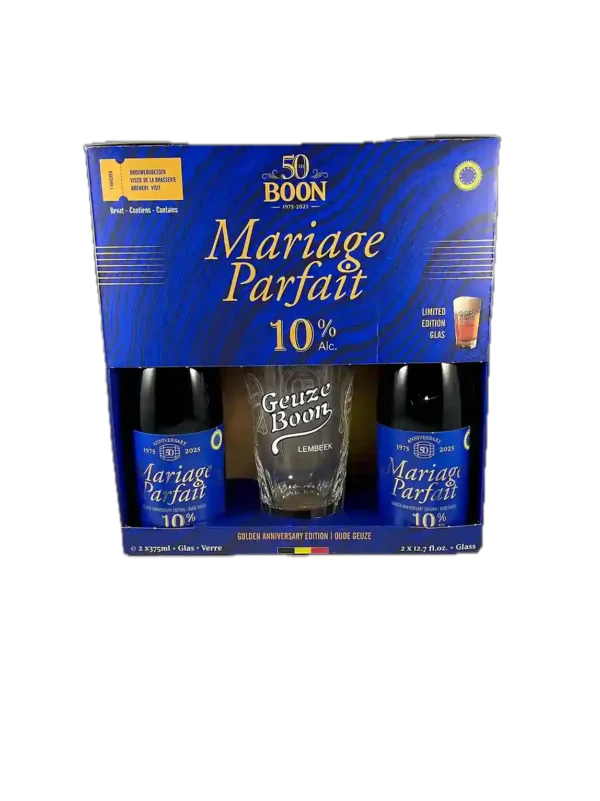 Boon Geuze Mariage Parfait 10 geschenkdoos - 2x37,5 cl + glas